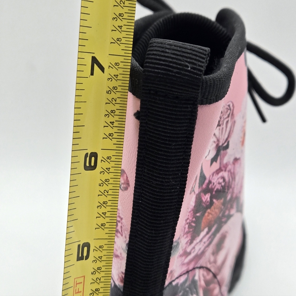 Floral Pink Lace-Up Women's Boots - Picture 9 of 9